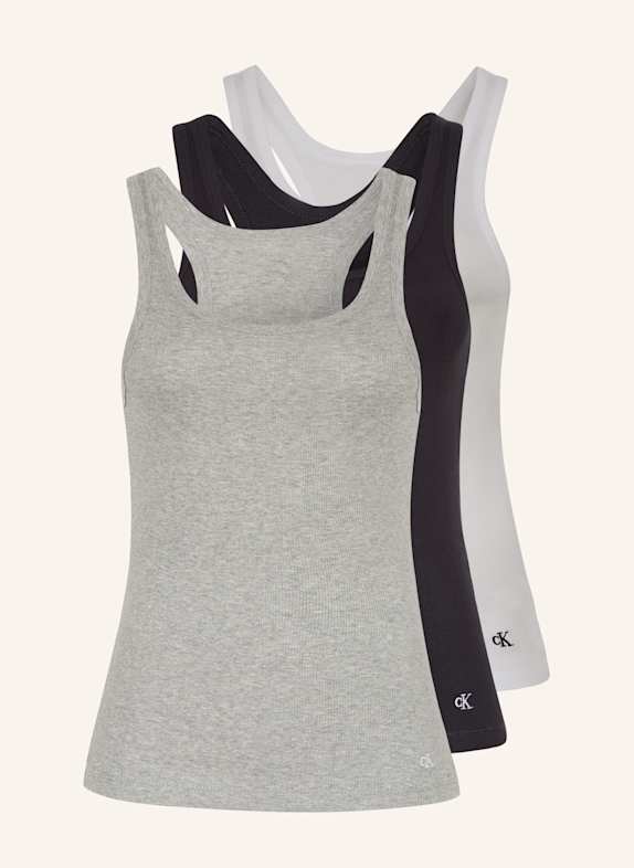 Calvin Klein Top, 3 szt. 100% COTTON CZARNY/ BIAŁY/ SZARY