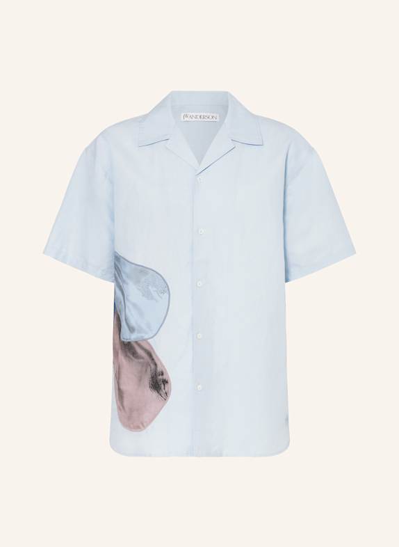 JW ANDERSON Resorthemd Comfort Fit mit Leinen HELLBLAU