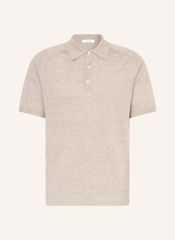 ETON Strick-Poloshirt mit Leinen BEIGE