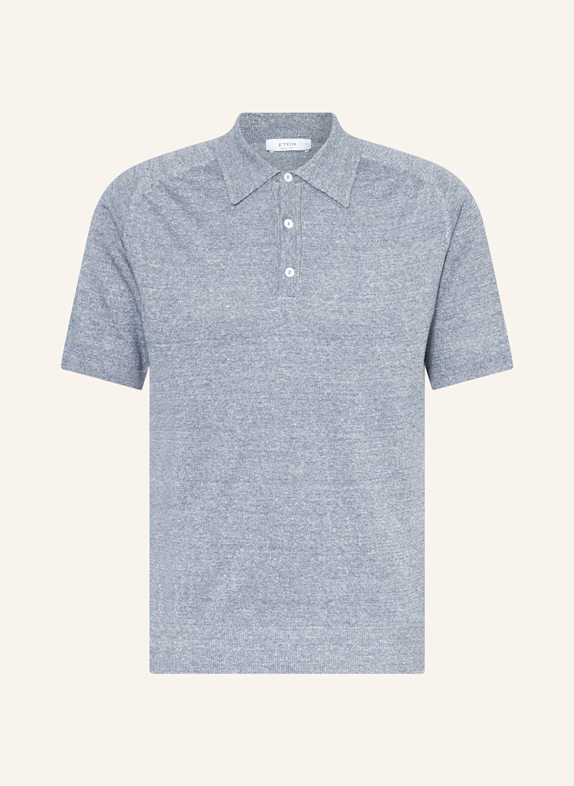 ETON Strick-Poloshirt mit Leinen DUNKELBLAU