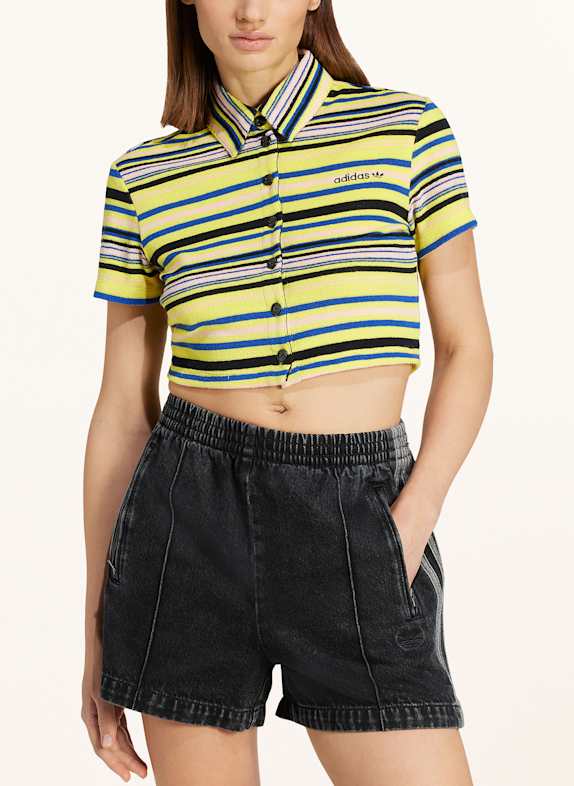 adidas Originals Kort polo STRIPED TOWEL BUTTON UP i frotté GUL / BLÅ / SVART