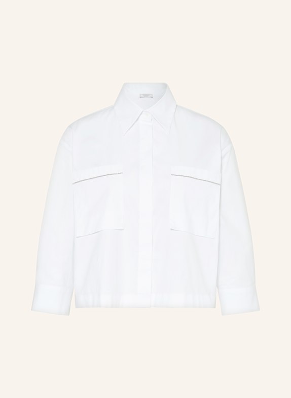 PESERICO Shirt blouse with 3/4 sleeves and decorative beads WHITE