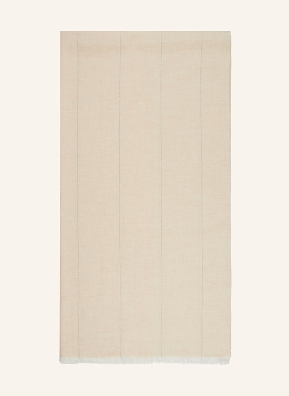PESERICO Scarf with linen and decorative gems BEIGE