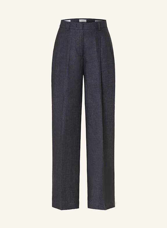 PESERICO Wide leg trousers made of linen DARK BLUE