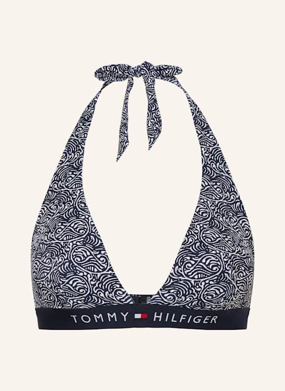 TOMMY HILFIGER Neckholder-Bikini-Top DUNKELBLAU/ WEISS