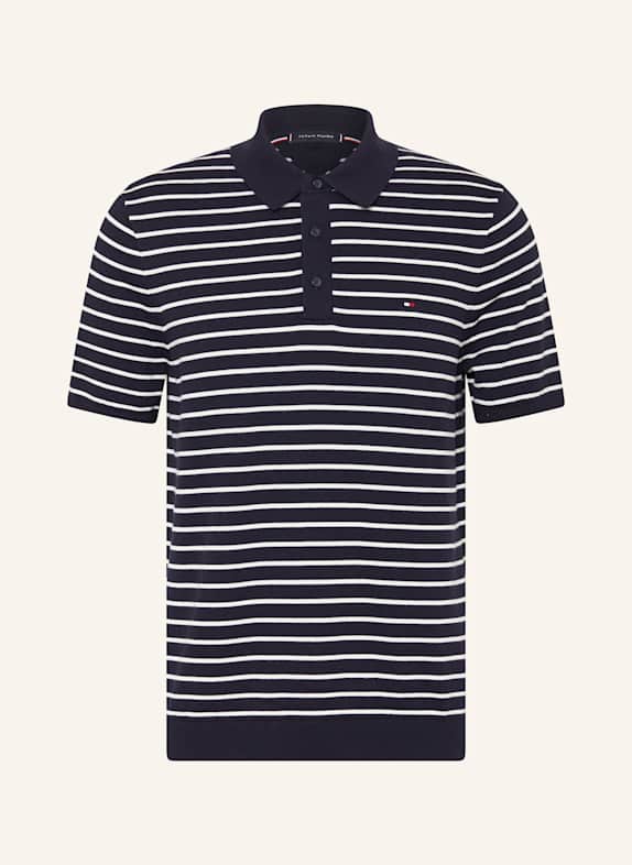 TOMMY HILFIGER Koszulka polo z dzianiny GRANATOWY/ ECRU