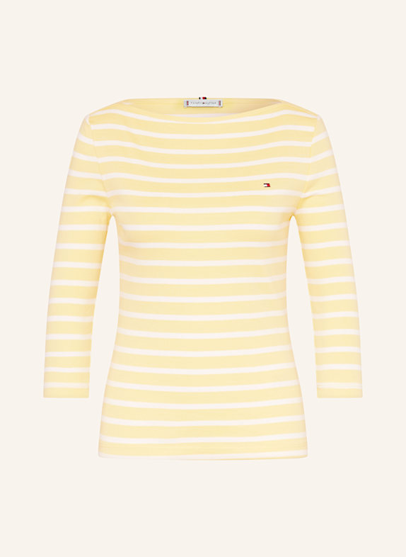 TOMMY HILFIGER Shirt mit 3/4-Arm GELB/ WEISS
