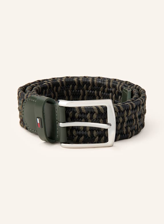 TOMMY HILFIGER Ledergürtel DENTON in Flechtoptik SCHWARZ/ OLIV