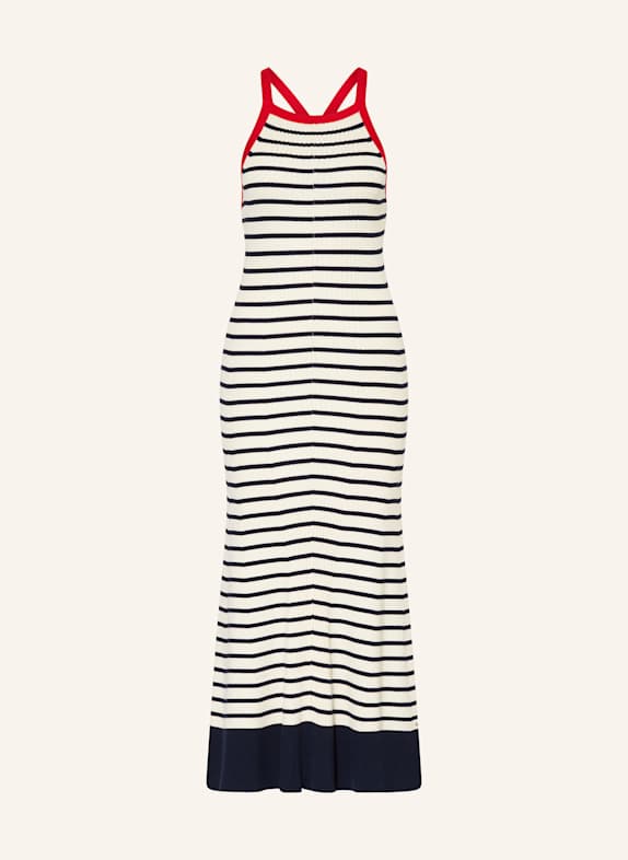 TOMMY HILFIGER Strickkleid CREME/ DUNKELBLAU/ ROT