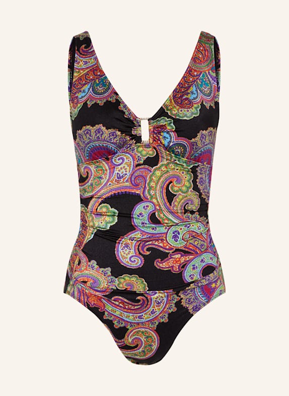 LAUREN RALPH LAUREN Badeanzug BORDADO PAISLEY SCHWARZ/ HELLGRÜN/ LILA