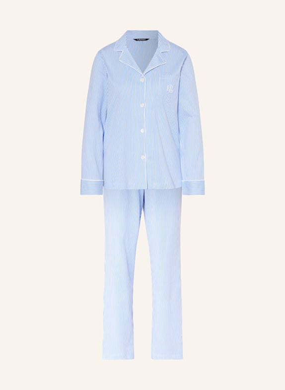 LAUREN RALPH LAUREN Schlafanzug BLAU/ WEISS