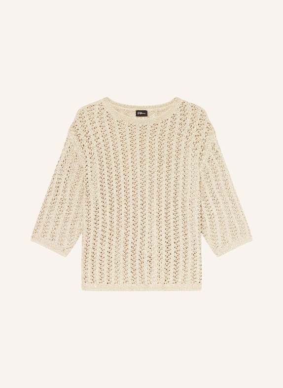 s.Oliver BLACK LABEL Pullover mit 3/4-Arm und Pailletten BEIGE