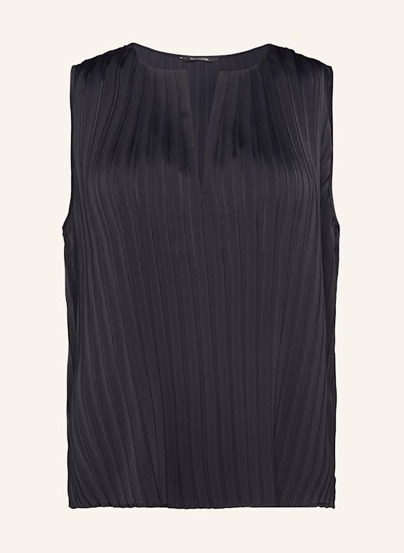 comma Satin blouse top with pleats DARK BLUE