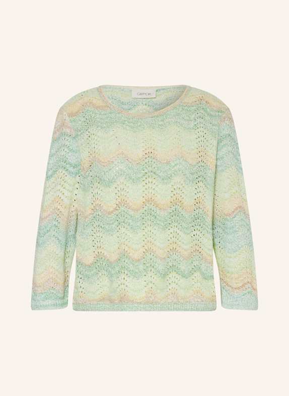 CARTOON Pullover mit 3/4-Arm und Glitzergarn HELLGRÜN/ BEIGE/ WEISS