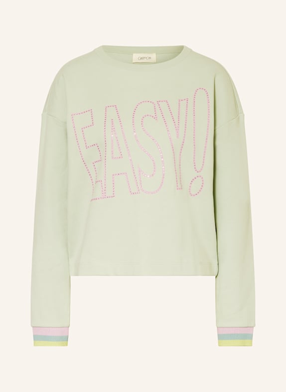 CARTOON Sweatshirt mit Schmucksteinen MINT/ ROSA