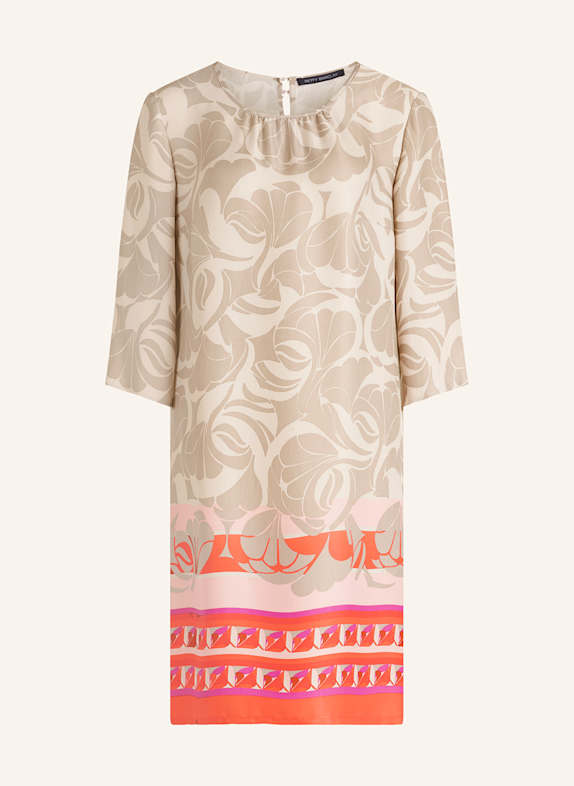 Betty Barclay Satin dress with 3/4 sleeves BEIGE/ TAUPE/ RED