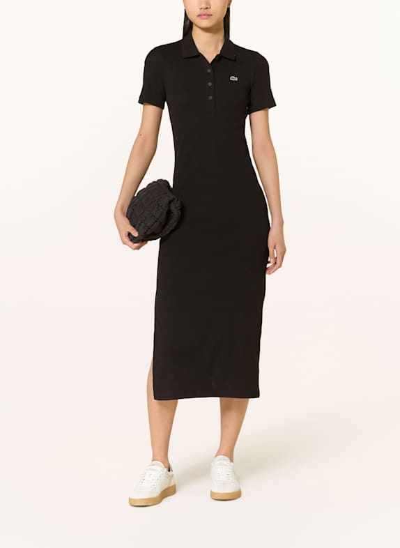 LACOSTE Polokleid SCHWARZ