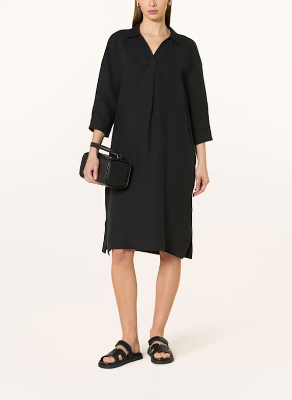 darling harbour Leinenkleid mit 3/4-Arm SCHWARZ