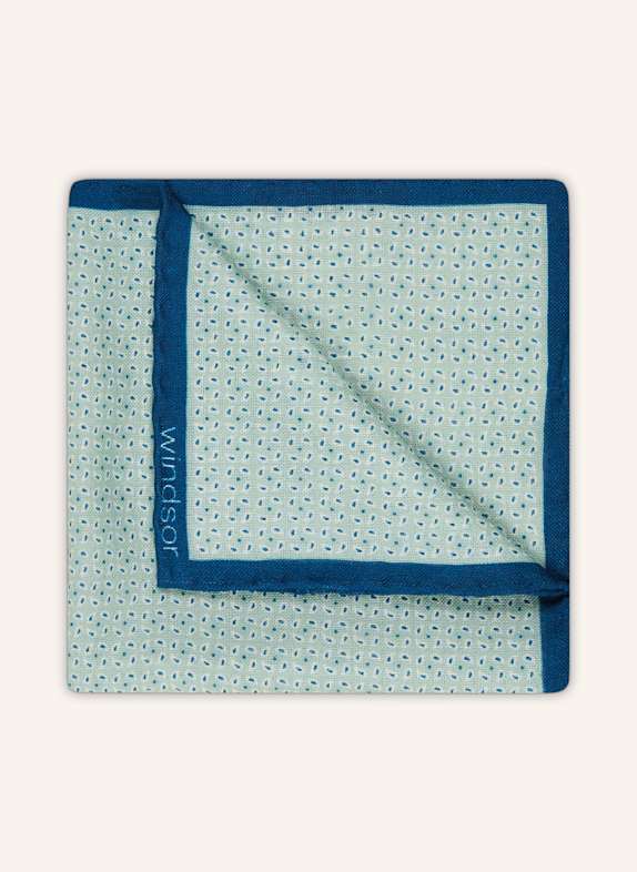 windsor. Einstecktuch mit Seide MINT/ BLAU
