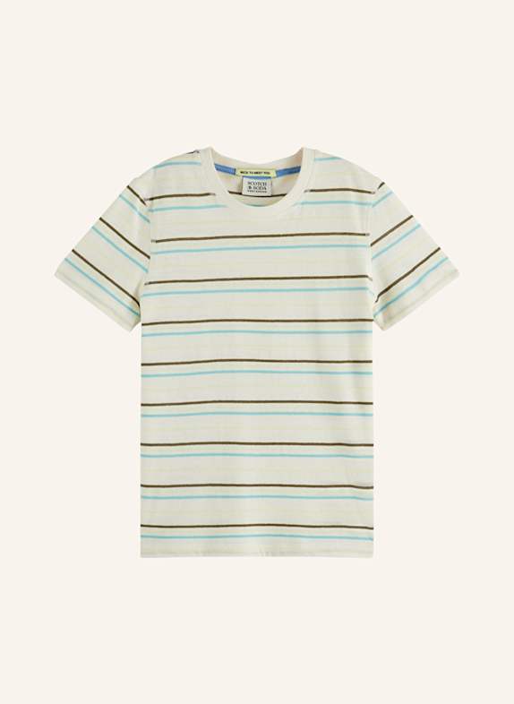 SCOTCH & SODA T-Shirt mit Leinen CREME/ HELLBLAU