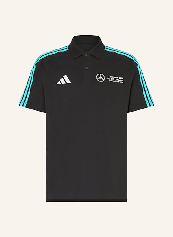 adidas Piqué polo shirt MERCEDES - AMG PETRONAS FORMULA ONE TEAM DNA POLO MEN BLACK/ WHITE/ TURQUOISE