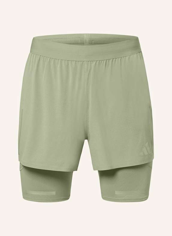 adidas Běžecké šortky 2 v 1 ULTIMATE HI VIS SVĚTLE ZELENÁ