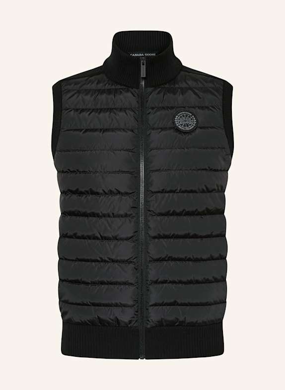 CANADA GOOSE Daunenweste HYBRIDGE im Materialmix mit Merinowolle SCHWARZ