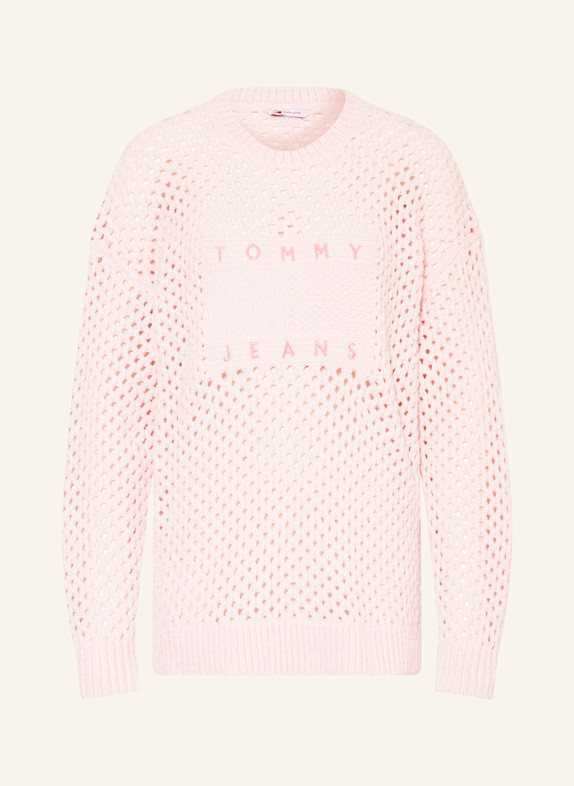 TOMMY JEANS Sweter JASNORÓŻOWY