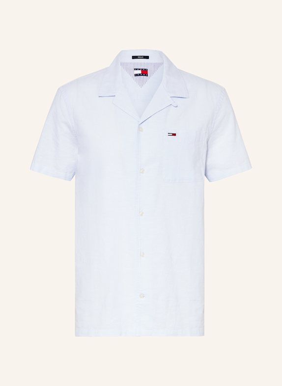TOMMY JEANS Kurzarm-Hemd Regular Fit mit Leinen HELLBLAU