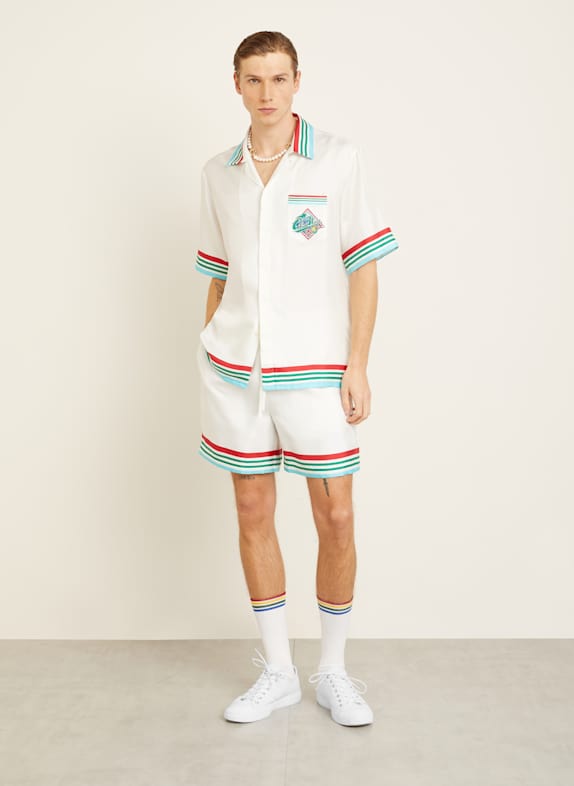 Casablanca Resorthemd Comfort Fit aus Seide WEISS / ROT / HELLBLAU