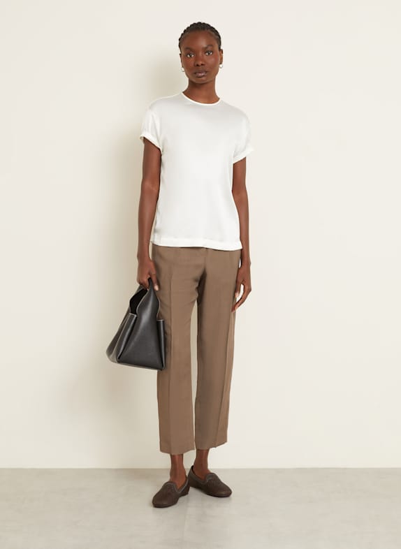 BRUNELLO CUCINELLI Zijden blouse met sierstenen ECRU