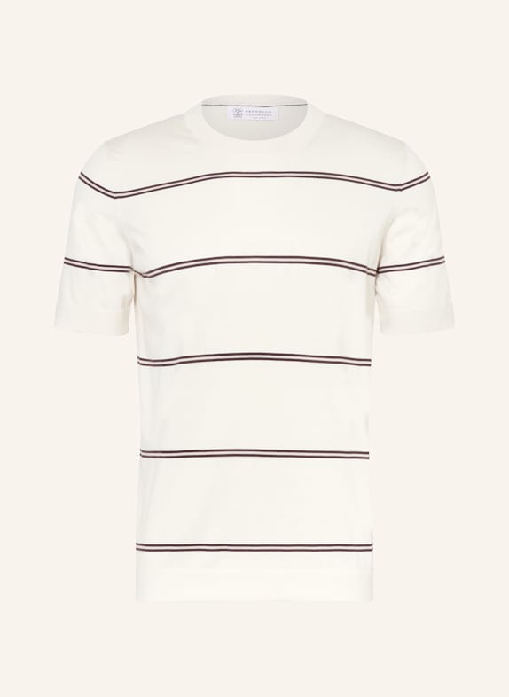BRUNELLO CUCINELLI T-Shirt ECRU/ DUNKELBRAUN