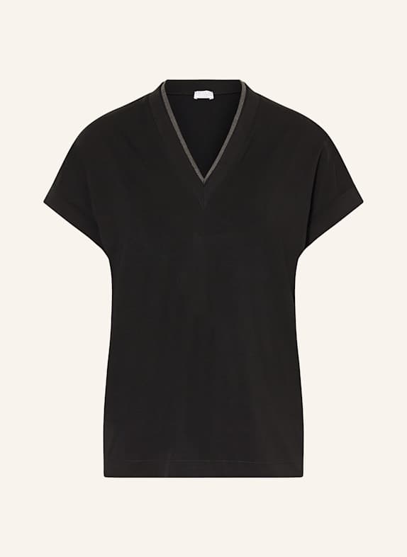 BRUNELLO CUCINELLI T-Shirt mit Schmucksteinbesatz SCHWARZ