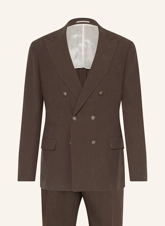 BRUNELLO CUCINELLI Anzug Extra Slim Fit aus Leinen DUNKELBRAUN
