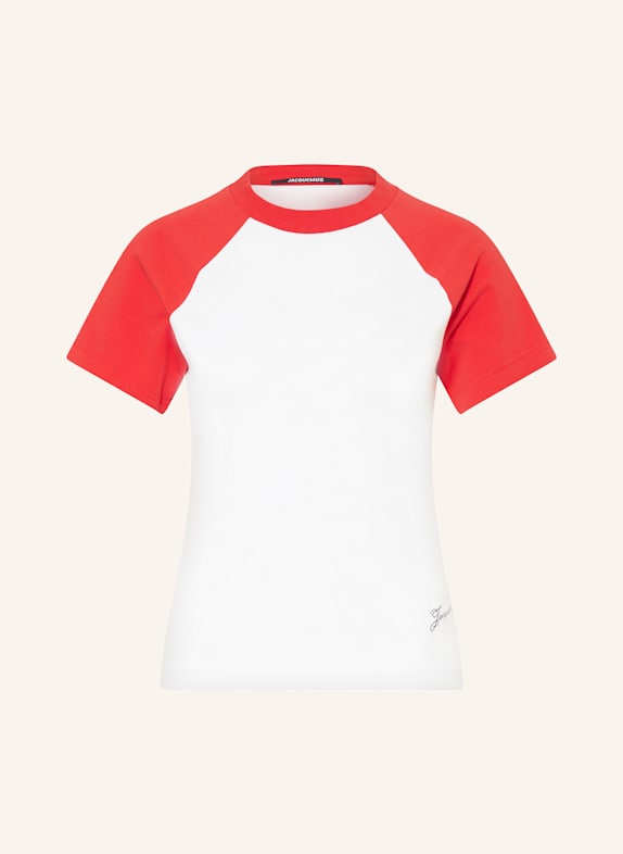 JACQUEMUS Tričko LE MINI TSHIRT BASEBALL BÍLÁ/ ČERVENÁ