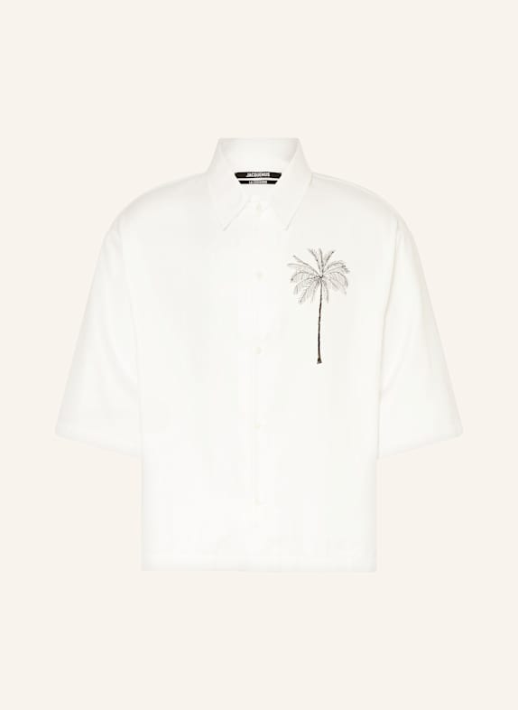 JACQUEMUS Košile s krátkým rukávem LA CHEMISE ALOE Comfort Fit BÍLÁ/ ČERNÁ