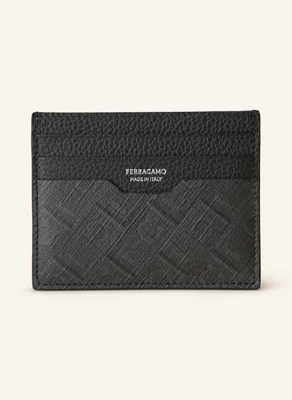 FERRAGAMO Kartenetui SCHWARZ/ DUNKELGRAU