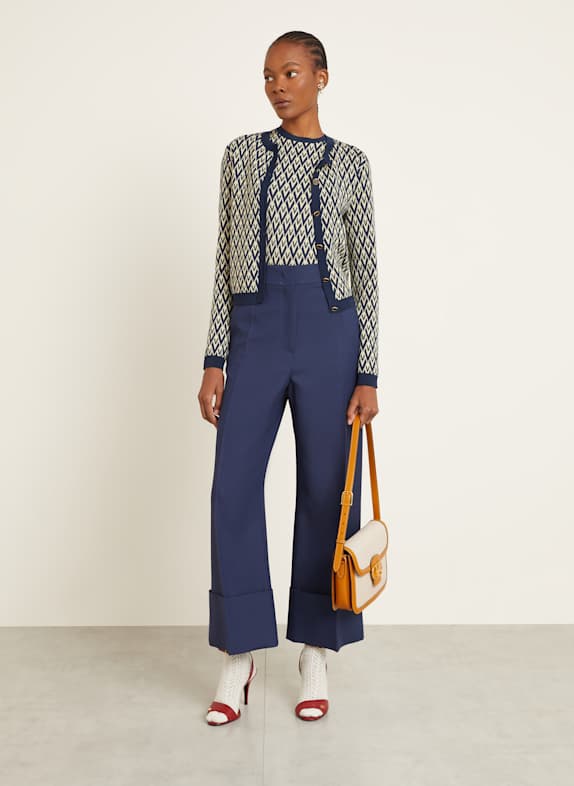 VALENTINO Strickshirt MOSSI CREME / DUNKELBLAU