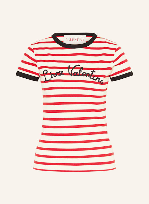 VALENTINO T-Shirt CREME/ ROT/ SCHWARZ