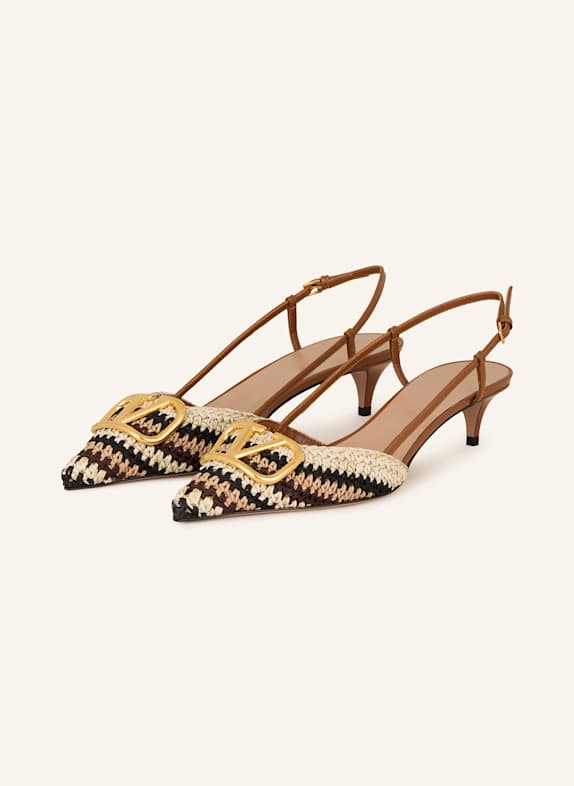 VALENTINO GARAVANI Slingpumps VLOGO SIGNATURE mit Glitzergarn ECRU/ CAMEL/ GOLD