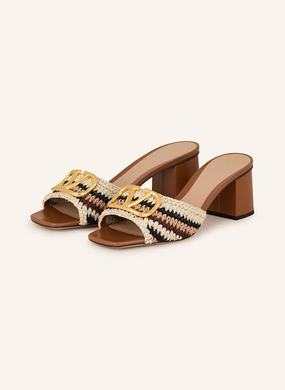 VALENTINO GARAVANI Mules VLOGO SIGNATURE BRAUN/ BEIGE/ GOLD