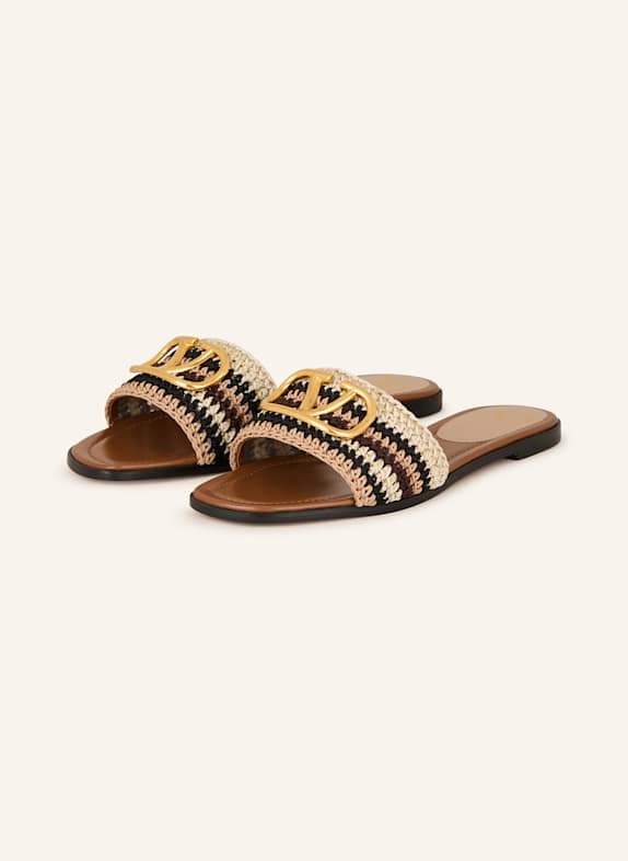 VALENTINO GARAVANI Pantoletten VLOGO SIGNATURE ECRU/ CAMEL/ GOLD