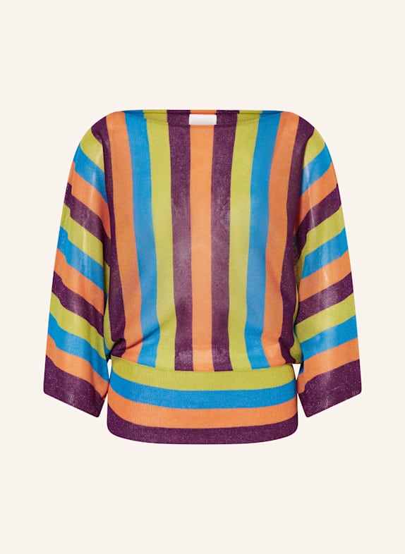 SPORTALM Pullover mit 3/4-Arm und Glitzergarn HELLGRÜN/ ORANGE/ LILA
