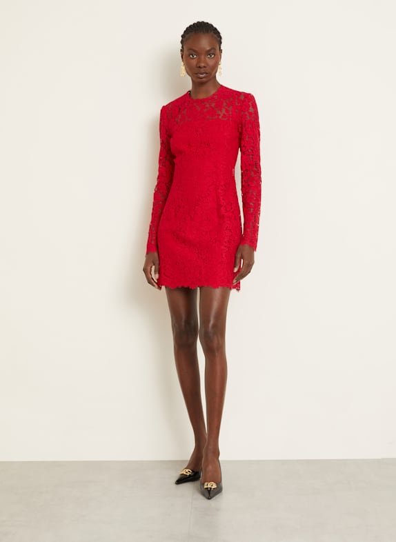 DOLCE & GABBANA Etuikleid aus Lochspitze ROT