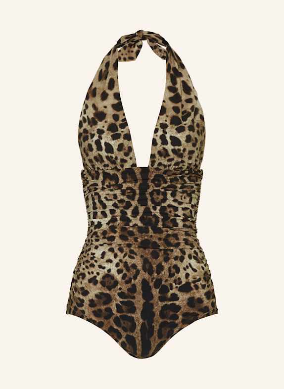 DOLCE & GABBANA Neckholder-Badeanzug INTERO LEO NEW HELLBRAUN/ DUNKELBRAUN/ SCHWARZ