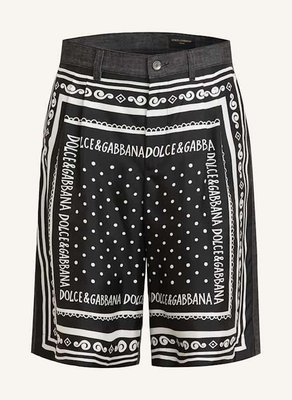 DOLCE & GABBANA Shorts im Materialmix SCHWARZ/ WEISS