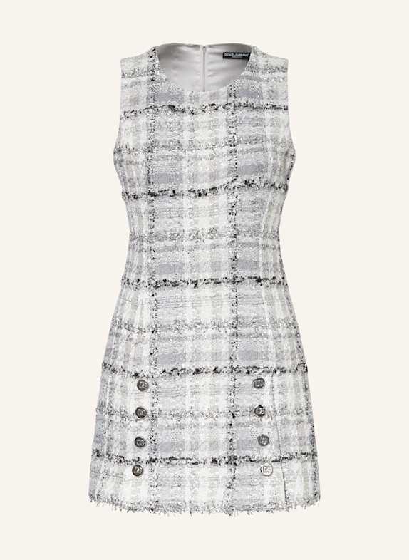 DOLCE & GABBANA Etuikleid RACHEL aus Tweed HELLGRAU/ GRAU/ SILBER