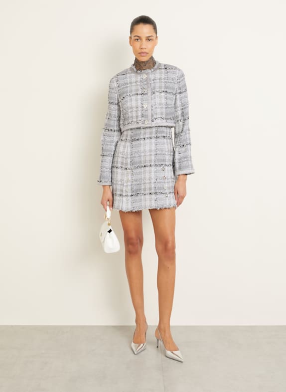 DOLCE & GABBANA Etuikleid RACHEL aus Tweed HELLGRAU / GRAU / SILBER