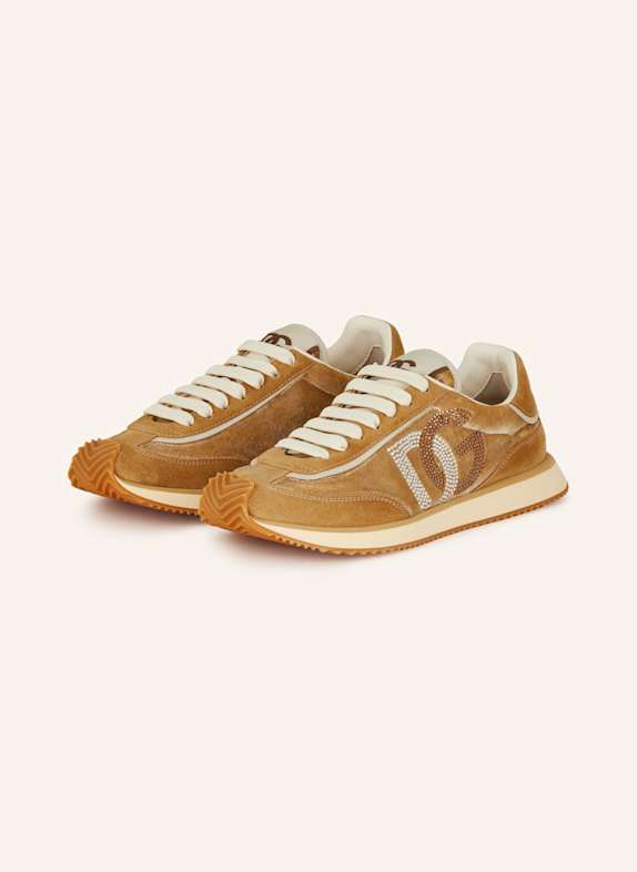 DOLCE & GABBANA Sneaker mit Schmucksteinen CAMEL