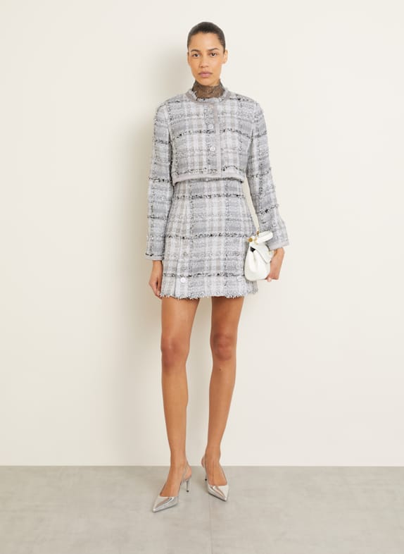 DOLCE & GABBANA Cropped jas RACHEL van tweed met glittergaren GRIJS / LICHTGRIJS / ZILVER